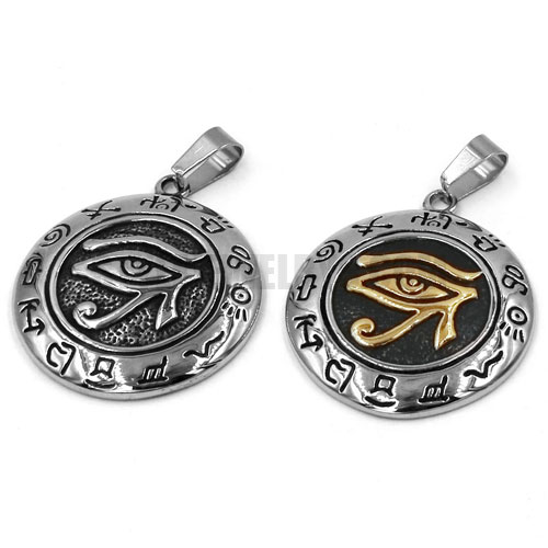 Egyptian Eye of Horus Ra Udjat Talisman Biker Pendant Stainless Steel Silver Gold the All-seeing-eye power Masonic Men Pendant SWP0443 - Click Image to Close